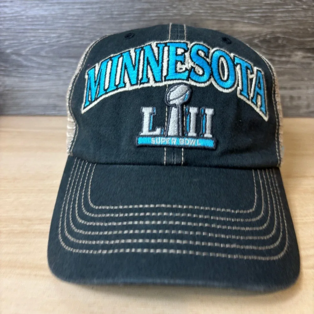 Super‎ Bowl Hat Cap Snap Back Black LII NFL Football Minnesota Adjustable '47